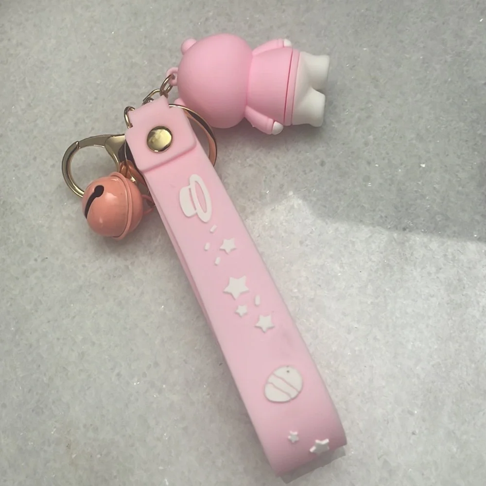 Key chain cartoon cute pink bear key chain pendant car backpack doll